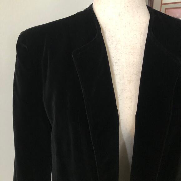 VTG 90s Cassandra Black Velvet Blazer Made in Japan Size 40 Medium Quiet Luxury - Picture 3 of 12